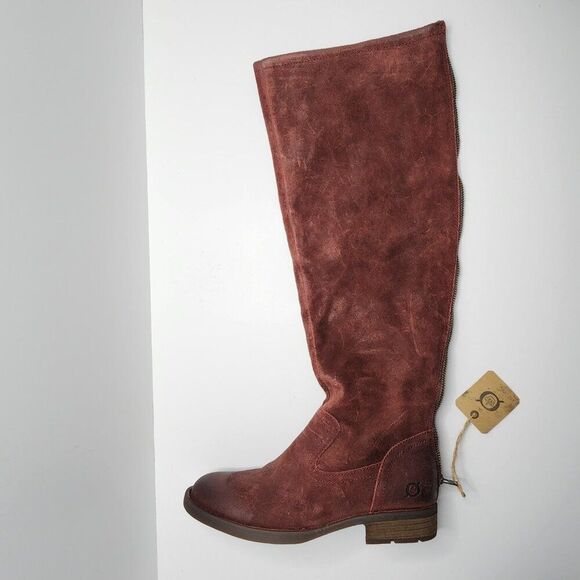 BORN Women's Borman Brick Red Suede Boots Size 6 NEW | Over the Knee, Fold Over - Picture 2 of 9